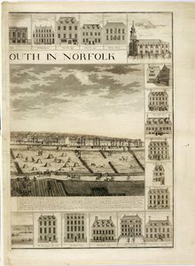 المنظر الغربي لمدينة يارموث في نورفولك ، منقوش بواسطة جون هاريس (fl.1686-1740) (انظر أيضًا 241066،241067) بواسطة J. Corbridge